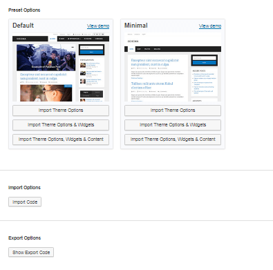 Import and Schema theme review