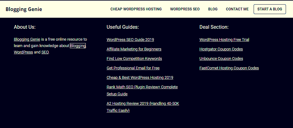 SEO Header and Footer menu