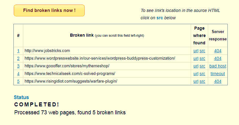 SEO Broken link checker