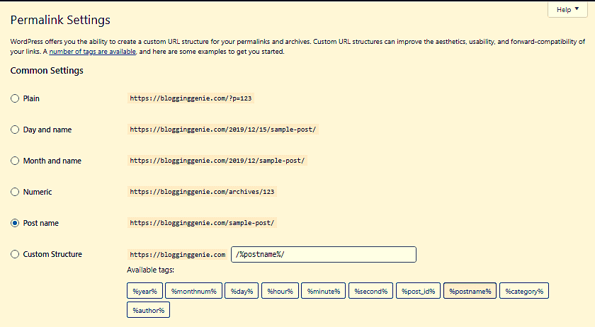 SEO On-Page SEO- Permalink Setting