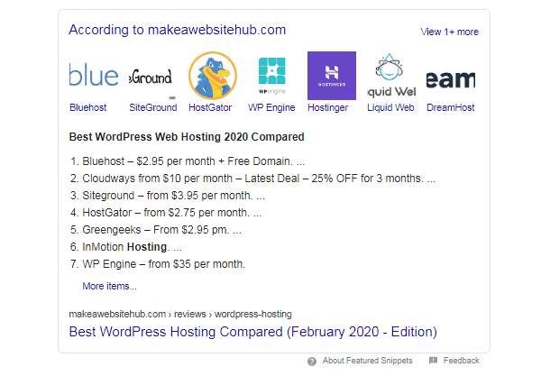 SEO featured snippet