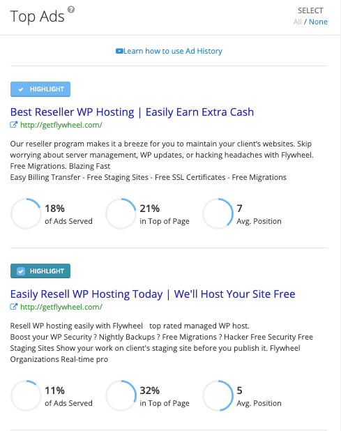 Top ads Top ads spyfu review