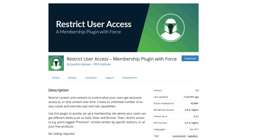 Restrict User Access 1 Restrict User Access 1 WordPress membership plugins