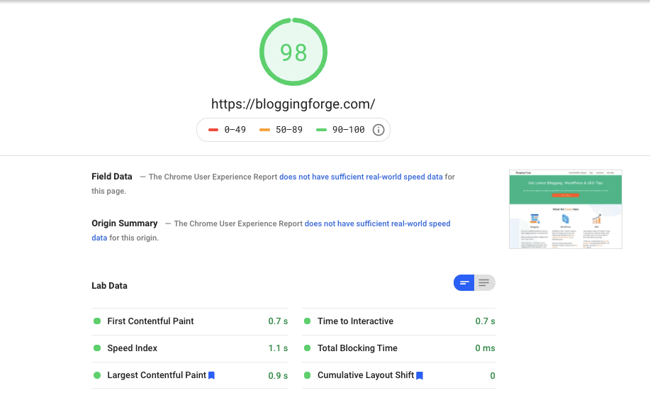 BloggingForge Page Load Score BloggingForge Page Load Score bounce rate