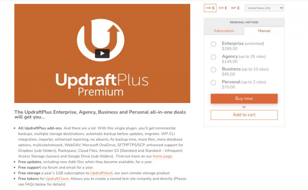 UpdraftPlus Pricing UpdraftPlus Pricing