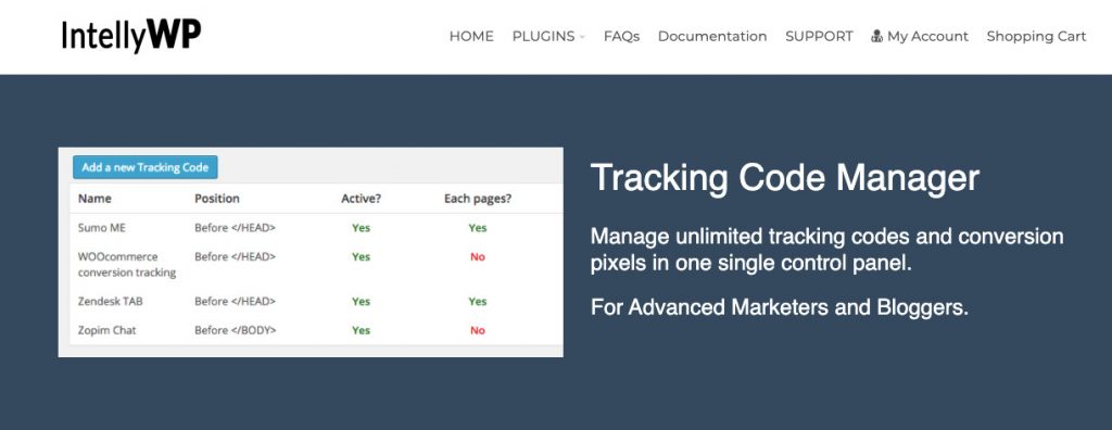 Tracking Code Manager Tracking Code Manager Facebook Pixel WordPress Plugin